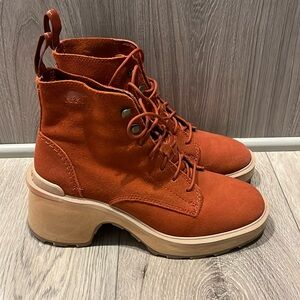 Orange Suede Sorel Ankle Boots